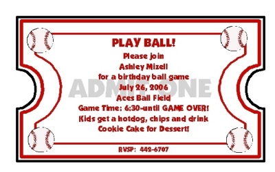 Play Ball Ticket Birthday Invite