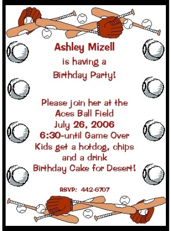 Baseball Birthday Invite